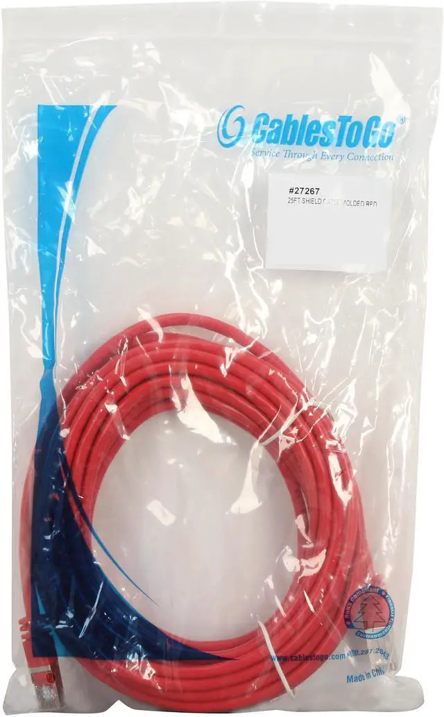Alt view image 3 of 3 - C2G 27267 Cat5e Cable - Snagless Shielded Ethernet Network Patch Cable, Red (25 Feet, 7.62 Meters)