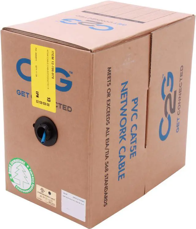 Main image of C2G 27351 500 ft. Cat 5E Blue 350 MHz Solid PVC CMR-Rated Cable
