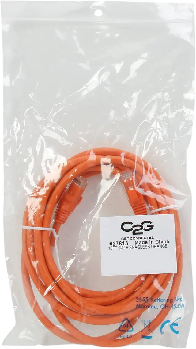 Alt view image 3 of 3 - C2G 27813 Cat6 Cable - Snagless Unshielded Ethernet Network Patch Cable, Orange (10 Feet, 3.04 Meters)