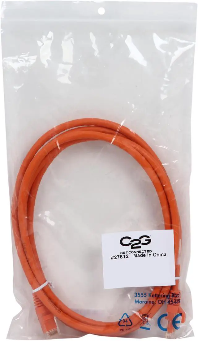 Alt view image 3 of 3 - C2G 27812 Cat6 Cable - Snagless Unshielded Ethernet Network Patch Cable, Orange (7 Feet, 2.13 Meters)