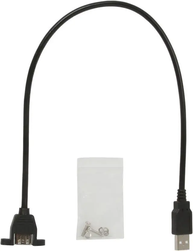Alt view image 2 of 3 - C2G 28062 Panel-Mount USB 2.0 A Male to A Female Cable, Black (1.5 Feet, 0.45 Meters)
