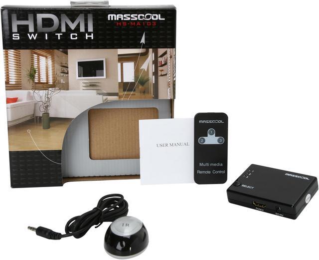 Alt view image 7 of 6 - MASSCOOL HS-MA103 Mini HDMI Amplifier Switch 3 in 1 out