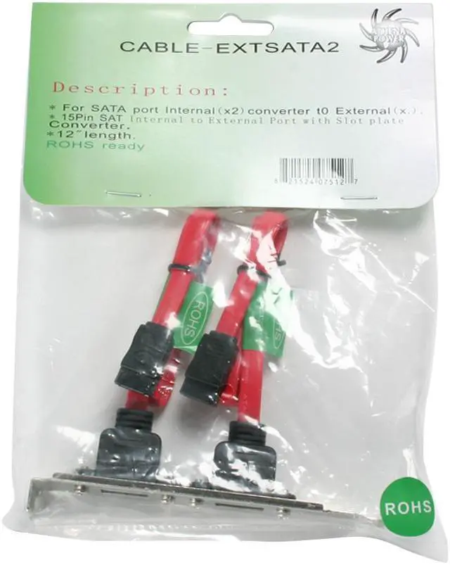 Alt view image 4 of 5 - Athena Power CABLE-EXTSATA2 1 ft. SATA Internal to External Port w/Slot plate Converter