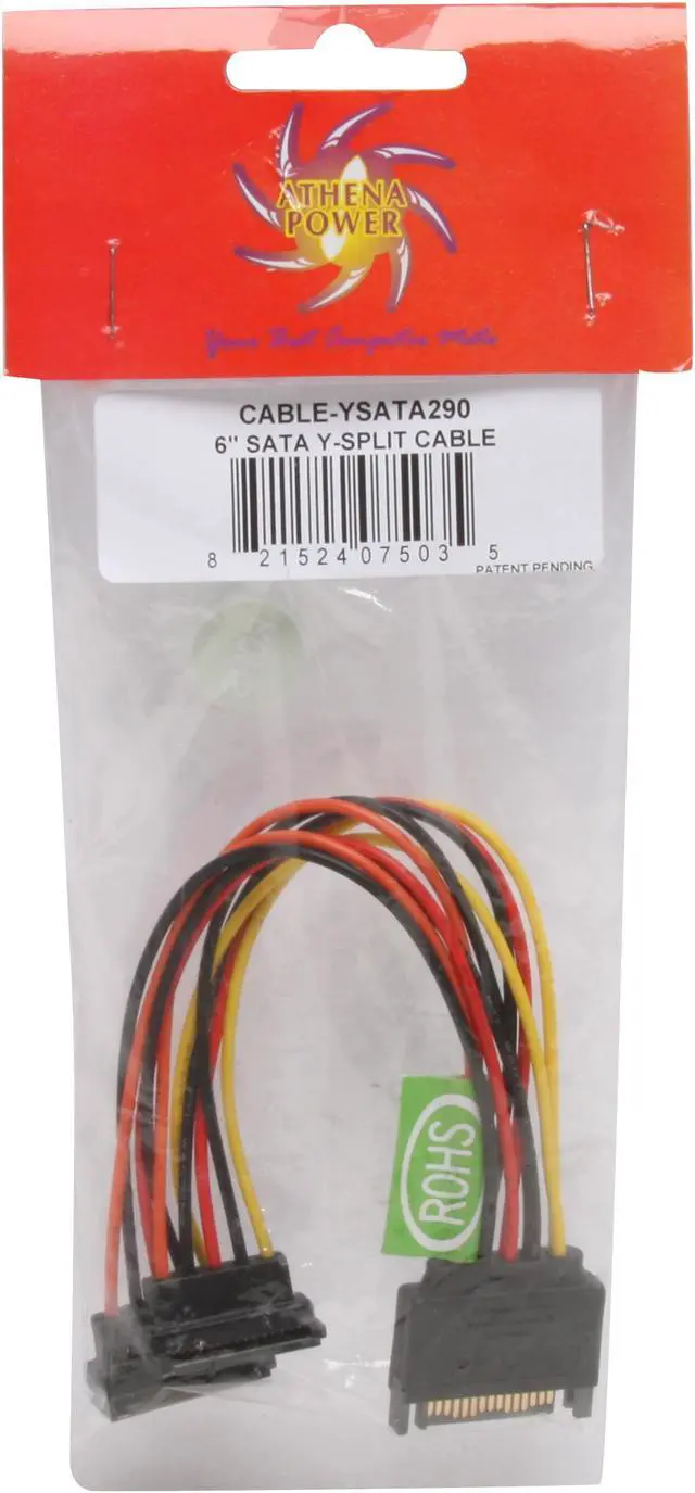 Alt view image 3 of 3 - Athena Power CABLE-YSATA290 6 in. SATA II Y cable