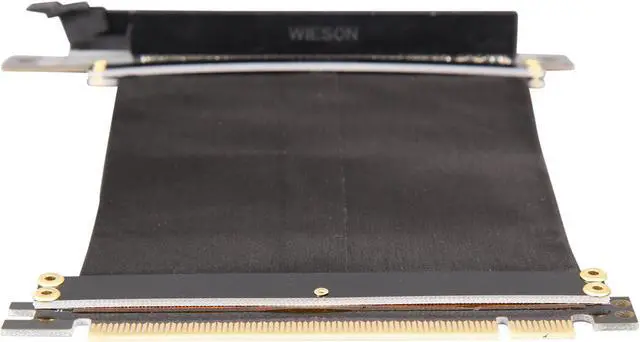 Alt view image 2 of 7 - Athena Power 100mm/3.94" CABLE-PCIE16A1-L10V2 90-Degree Left Angle Flexible GPU Server / Gaming PCI-E x16 to x16 3.0 Extender Riser Cable Female to Male
