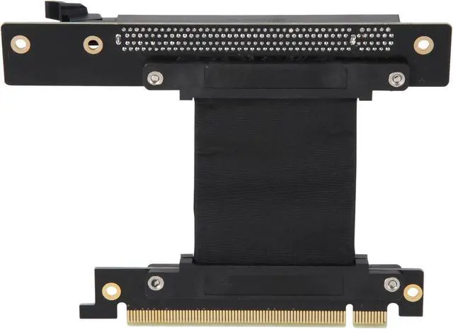 Alt view image 4 of 6 - Athena Power CABLE-PCIE16A1-R5V2 Focus 1U/2U Chassis, 50mm Straight PCI-E x16, PCIe 3.0 High Quality Flexible EMI Shielded Ribbon 90-Degree Right Angle Riser Cable, Wide Range Verticle Mounting GPU Support