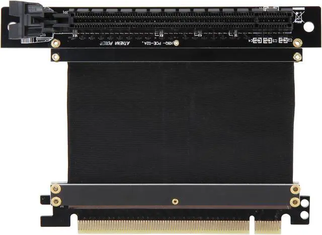 Alt view image 2 of 6 - Athena Power CABLE-PCIE16A1-L5V2 Focus 1U/2U Chassis, 50mm Straight PCI-E x16 PCIe 3.0 High Quality Flexible EMI Shielded Ribbon 90-Degree Left Angle Riser Cable, Wide Range Verticle Mounting GPU Support