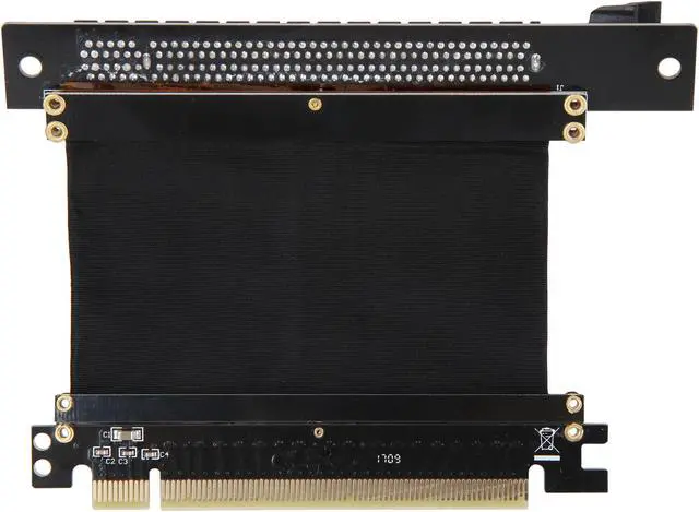 Alt view image 4 of 6 - Athena Power CABLE-PCIE16A1-L5V2 Focus 1U/2U Chassis, 50mm Straight PCI-E x16 PCIe 3.0 High Quality Flexible EMI Shielded Ribbon 90-Degree Left Angle Riser Cable, Wide Range Verticle Mounting GPU Support