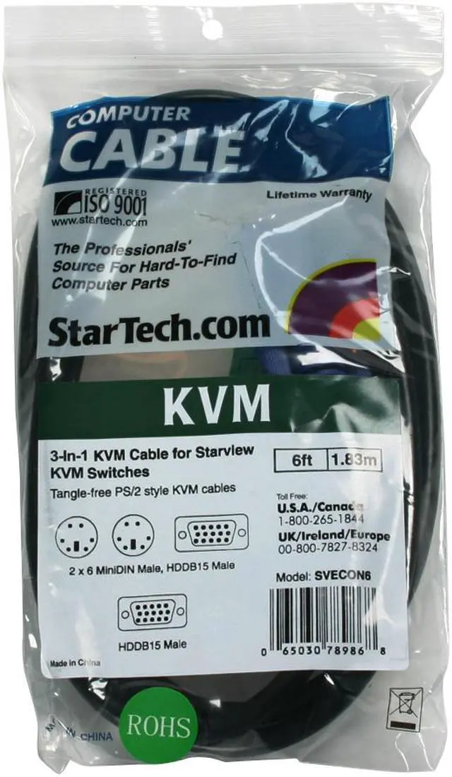 Alt view image 4 of 4 - StarTech.com 6 ft. Ultra-Thin PS/2 3-in-1 KVM Cable, Black SVECON6