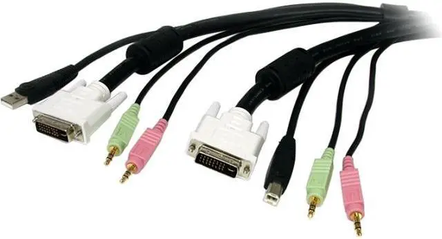 Main image of StarTech.com 6 ft. 4-in-1 USB, DVI, Audio, and Microphone KVM Switch Cable USBDVI4N1A6