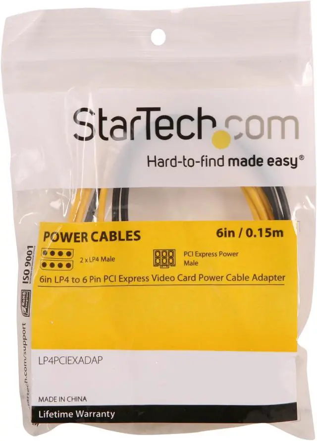 Alt view image 3 of 3 - StarTech.com LP4PCIEXADAP 6 in. LP4 to 6 pin PCI Express Video Card Power Adapter Male to Male