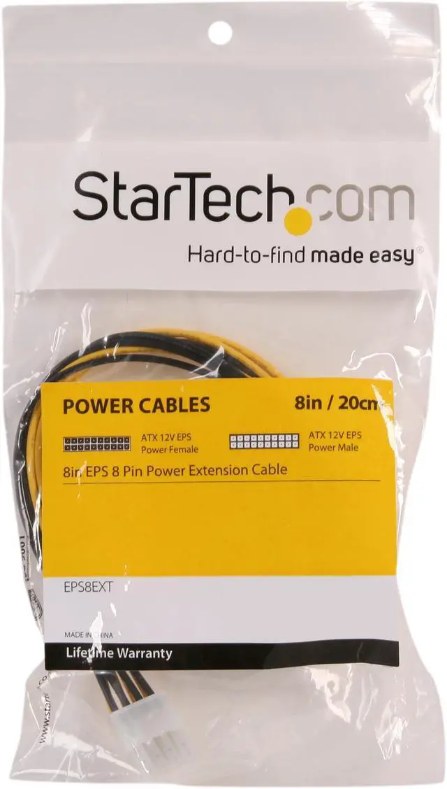 Alt view image 3 of 3 - StarTech.com EPS8EXT 8 in. EPS 8 Pin Power Extension Cable Female to Male