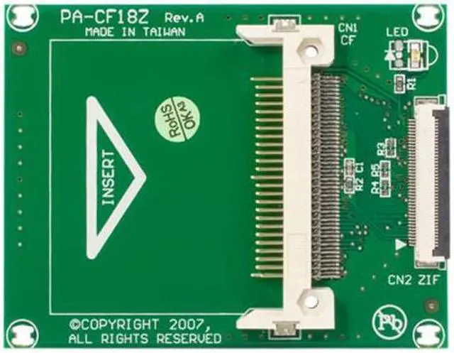 Alt view image 2 of 6 - StarTech 1.8in ZIF LIF to Single Compact Flash SSD Adapter Card