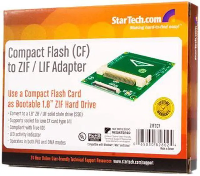 Alt view image 5 of 6 - StarTech 1.8in ZIF LIF to Single Compact Flash SSD Adapter Card