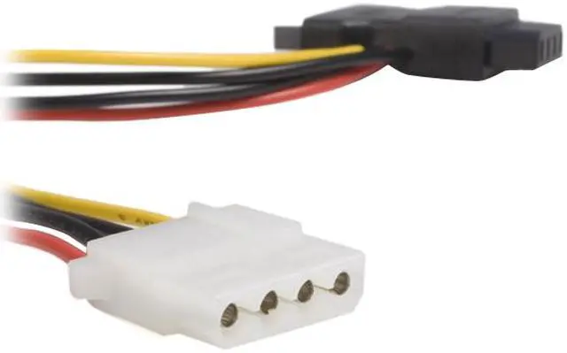 Alt view image 2 of 3 - StarTech.com LP4SATAFM2L 6 in. LP4 to SATA 15 pin Power Adapter F/M with 2 Additional LP4