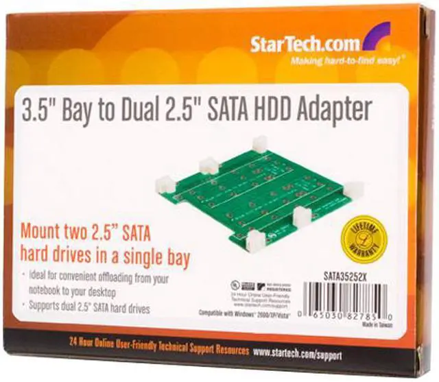 Alt view image 4 of 5 - StarTech.com SATA35252X 3.5" Bay to Dual 2.5" SATA HDD Adapter
