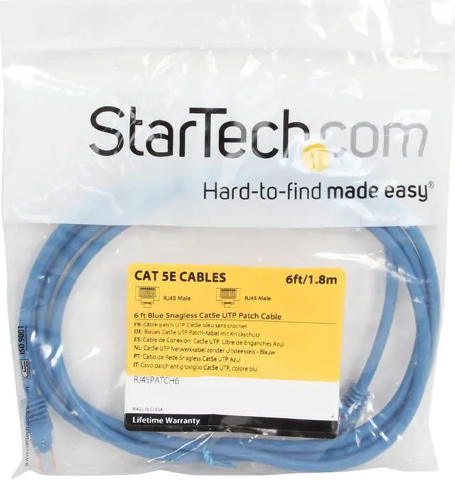 Alt view image 3 of 3 - StarTech.com RJ45PATCH6 6 ft. Cat 5E Blue Snagless UTP Patch Cable