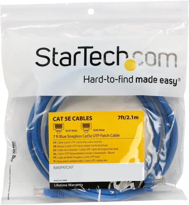 Alt view image 3 of 3 - StarTech.com RJ45PATCH7 7 ft. Cat 5E Blue Snagless UTP Patch Cable