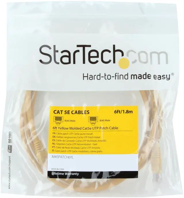 Alt view image 3 of 3 - StarTech.com M45PATCH6YL 6 ft. Cat 5E Yellow 350 MHz Molded UTP Patch Cable