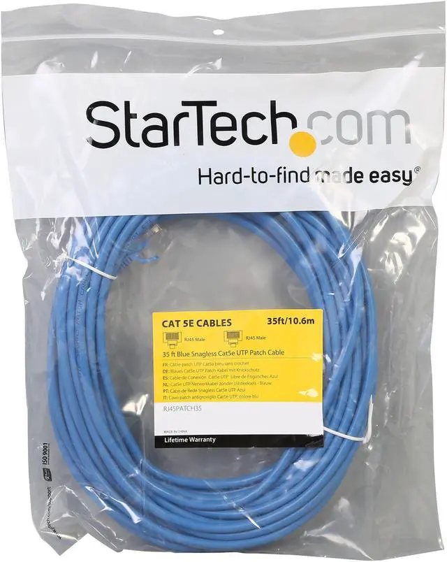 Alt view image 3 of 3 - StarTech.com RJ45PATCH35 35 ft. Cat 5E Blue Snagless UTP Patch Cable