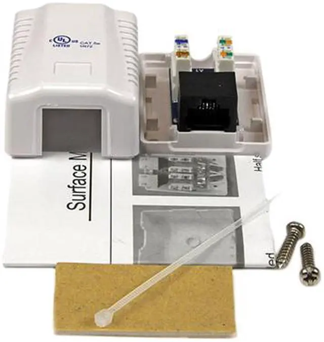 Alt view image 4 of 4 - StarTech.com WALLBOX1WH Single Cat5e RJ45 Wall Jack White with Keystone Jack