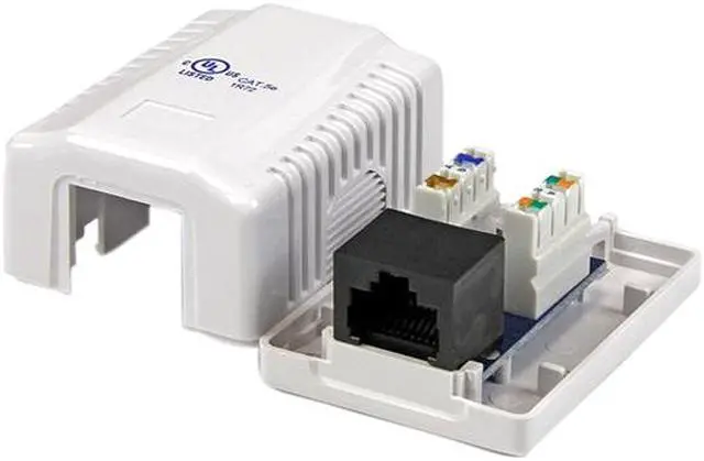 Alt view image 2 of 4 - StarTech.com WALLBOX1WH Single Cat5e RJ45 Wall Jack White with Keystone Jack