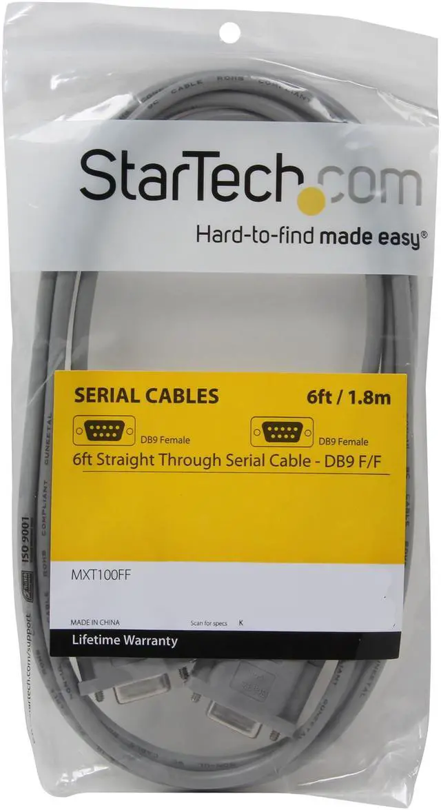 Alt view image 3 of 3 - StarTech.com Model MXT100FF 6 ft. Straight Through Serial Cable - DB9 F/F Female to Female