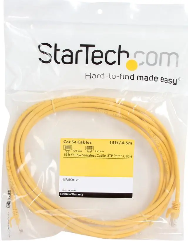 Alt view image 3 of 3 - StarTech.com 45PATCH15YL 15 ft. Cat 5E Yellow Snagless UTP Patch Cable