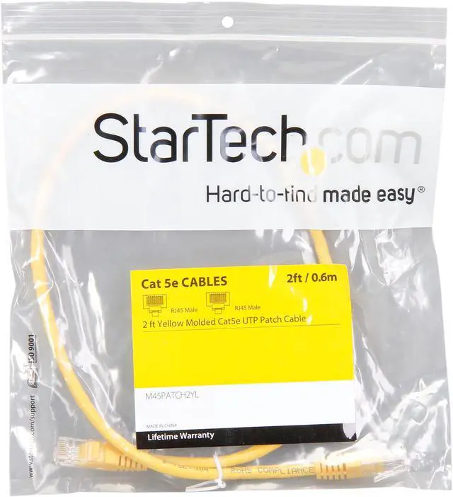 Alt view image 3 of 3 - StarTech.com M45PATCH2YL 2 ft. Cat 5E Yellow Molded UTP Patch Cable