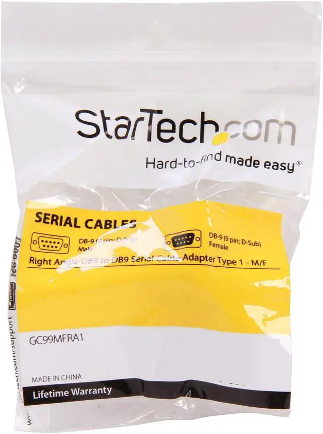 Alt view image 5 of 5 - StarTech.com GC99MFRA1 Right Angle DB9 to DB9 Serial Cable Adapter Type 1 - M/F