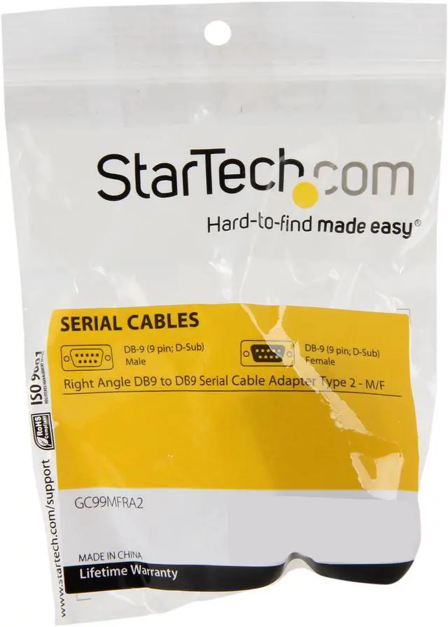 Alt view image 6 of 6 - StarTech.com GC99MFRA2 No Right Angle DB9 to DB9 Serial Cable Adapter Type 2 - M/F