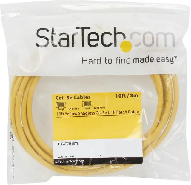 Alt view image 3 of 3 - StarTech.com 45PATCH10YL 10 ft. Cat 5E Yellow Snagless UTP Patch Cable