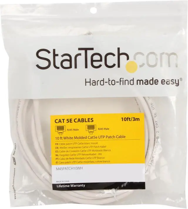 Alt view image 3 of 3 - StarTech.com M45PATCH10WH 10 ft. Cat 5E White Molded (350 MHz) UTP Patch Cable