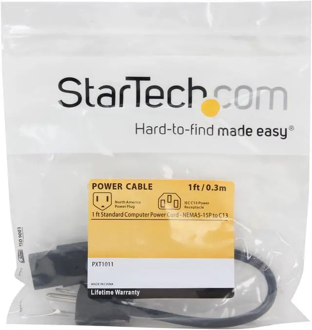 Alt view image 3 of 3 - StarTech.com Model PXT1011 1 ft. Standard Computer Power Cord - NEMA5-15P to C13