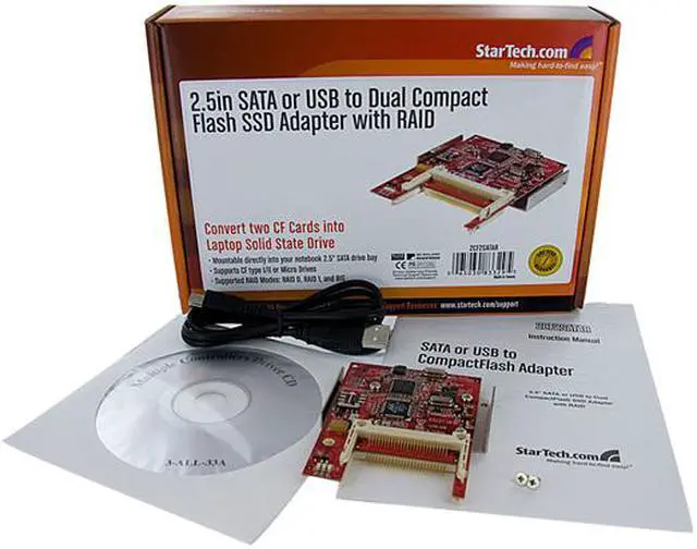 Alt view image 5 of 5 - StarTech.com 2CF2SATAR 2.5in SATA or USB to Dual Compact Flash SSD Adapter with RAID