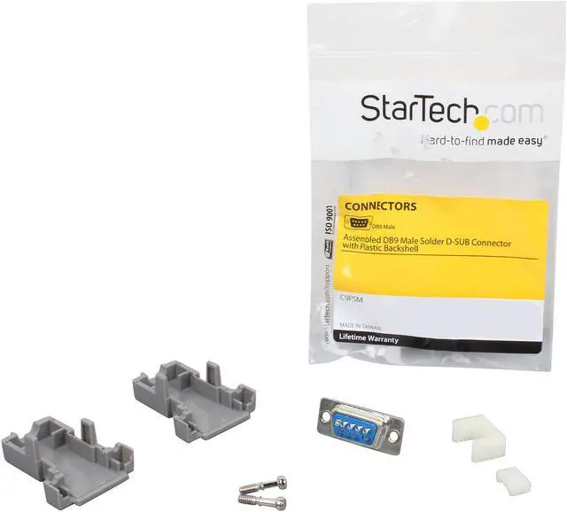 Alt view image 3 of 3 - StarTech.com C9PSM Assembled DB9 Male Solder D-SUB Connector with Plastic Backshell