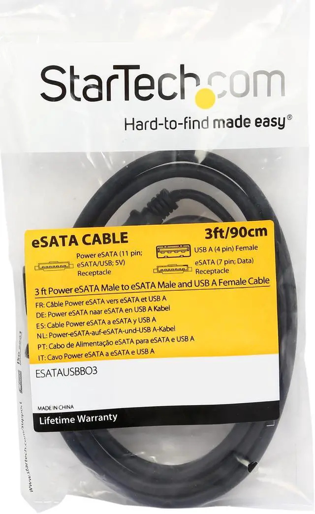 Alt view image 3 of 3 - StarTech.com ESATAUSBBO3 Power eSATA Male to eSATA Male and USB A Female Cable