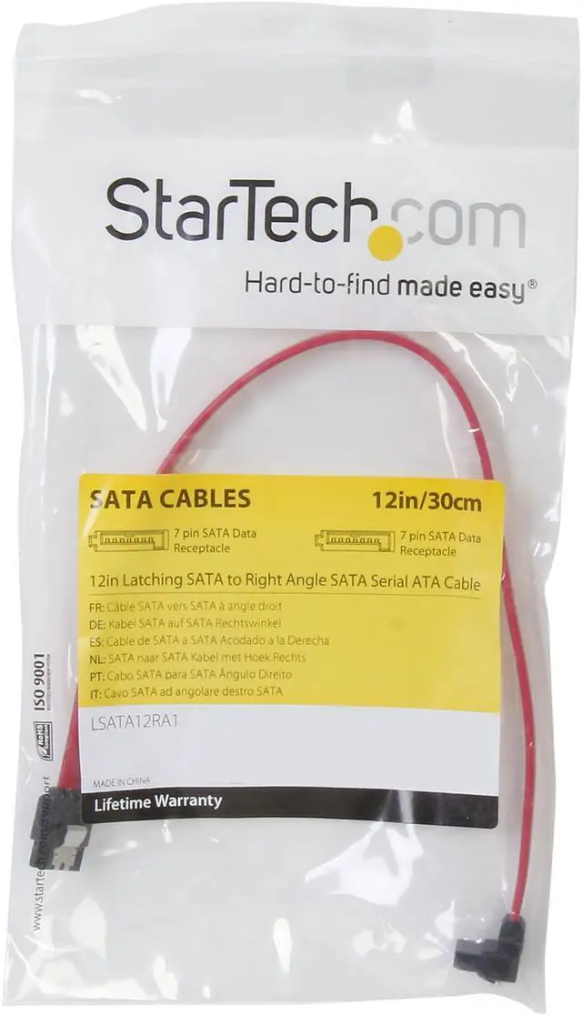 Alt view image 3 of 3 - StarTech.com LSATA12RA1 1 ft. SATA to Right Angle SATA Cable Male to Male