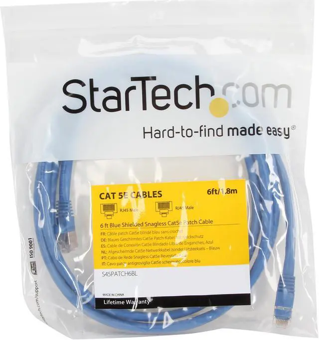 Alt view image 3 of 3 - StarTech.com S45PATCH6BL 6 ft. Cat 5E Blue Network Cable