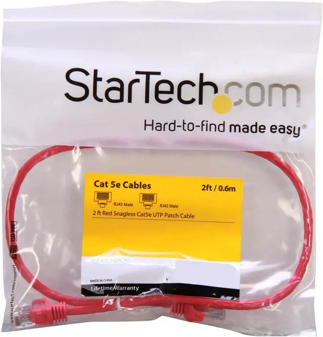 Alt view image 3 of 3 - StarTech.com 45PATCH2RD 2 ft. Cat 5E Red Network Cable
