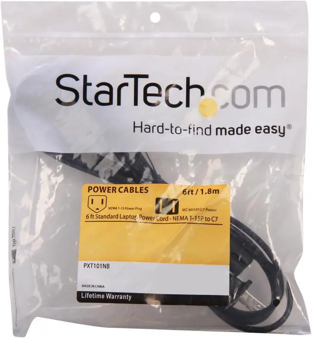 Alt view image 3 of 3 - StarTech.com Model PXT101NB 6 ft. Standard Laptop Power Cord - NEMA 1-15P to C7