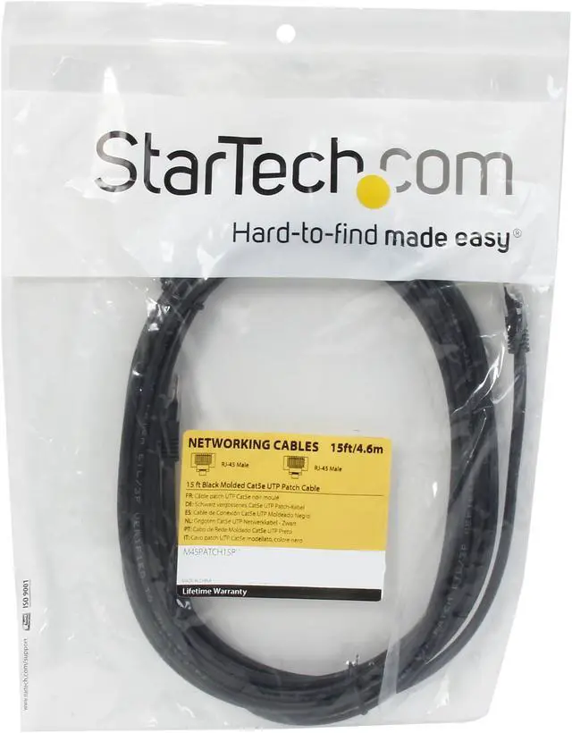 Alt view image 3 of 3 - StarTech.com M45PATCH15BK 15 ft. Cat 5E Black Network Cable