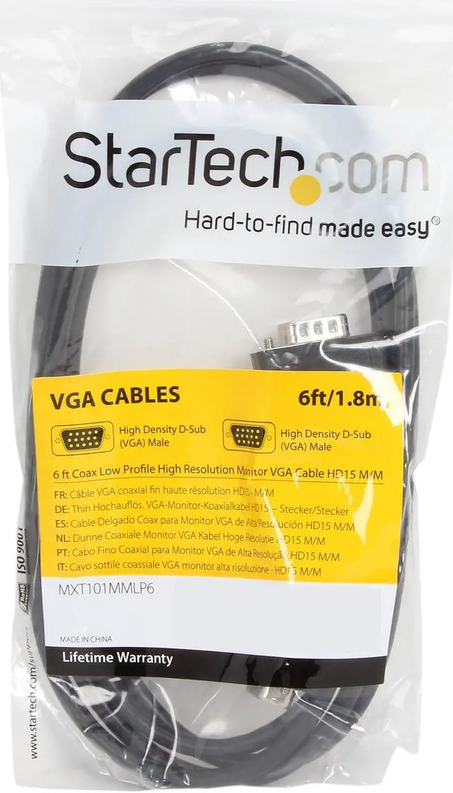 Alt view image 3 of 3 - StarTech.com MXT101MMLP6 6 ft. Coax Low Profile High Resolution Monitor VGA Cable