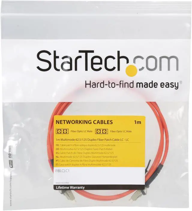 Alt view image 3 of 3 - StarTech.com FIBLCLC1 3.28 ft. Multimode 62.5/125 Duplex Fiber Patch Cable LC - LC Male to Male