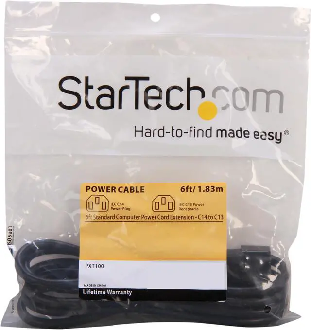 Alt view image 3 of 3 - StarTech.com Model PXT100 6 ft. Monitor IEC320 Power Extension Cord M/F Male to Female