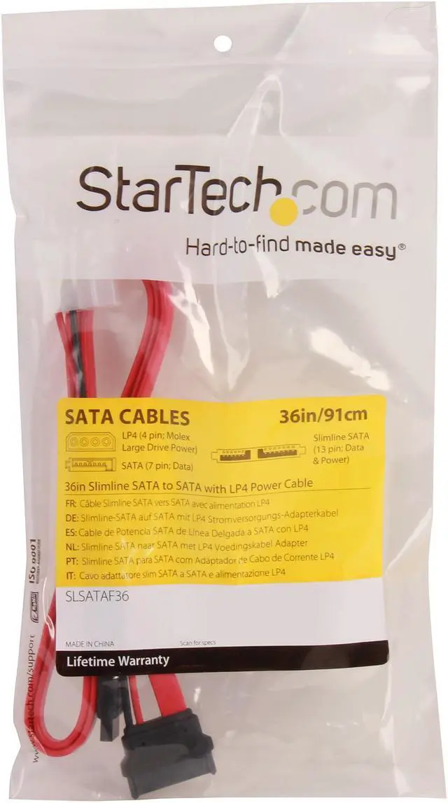 Alt view image 3 of 3 - StarTech.com SLSATAF36 Slimline SATA Female to SATA with LP4 Power Cable Adapter