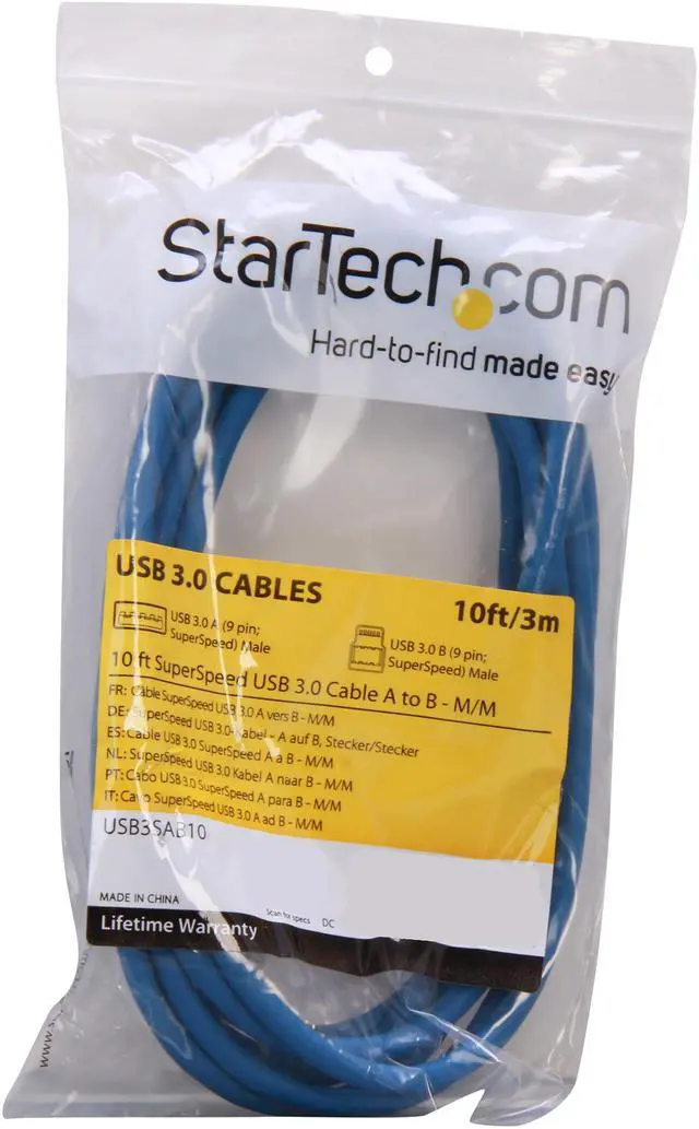Alt view image 3 of 3 - StarTech.com USB3SAB10 Blue SuperSpeed USB 3.0 Cable A to B