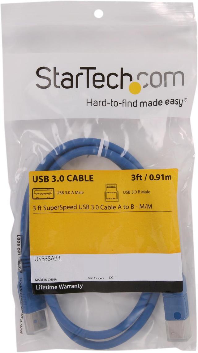Alt view image 3 of 3 - StarTech.com USB3SAB3 Blue SuperSpeed USB 3.0 Cable A to B