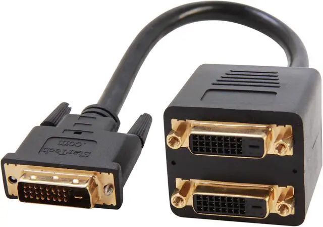Main image of StarTech DVISPL1DD Black 1 ft. DVI-D to 2 x DVI-D Digital Video Splitter Cable - M/F