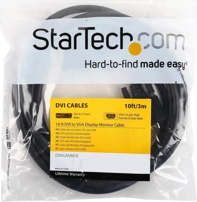 Alt view image 3 of 3 - StarTech.com DVIVGAMM10 Black Male to Male DVI to VGA Display Monitor Cable M/M